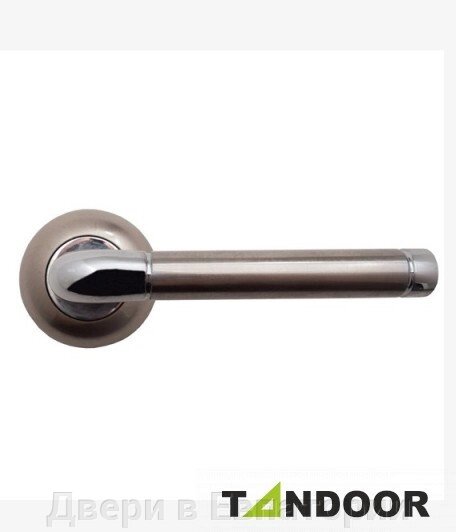 Ручка дверная TRODOS на круглом основании AL-47 (CP+SN)/CP (хром+никель/хром) TD185804 от компании Двери в Евпатории - фото 1