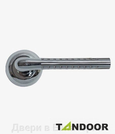 Ручка дверная TRODOS на круглом основании AL-47P (CP+SN)/CP ПЕРФОРАЦИЯ (хром+никель/хром) TD185804 от компании Двери в Евпатории - фото 1