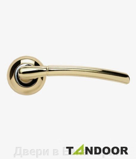 Ручка дверная TRODOS на круглом основании AL-537 PB/CP (золото/хром) TD185810 от компании Двери в Евпатории - фото 1
