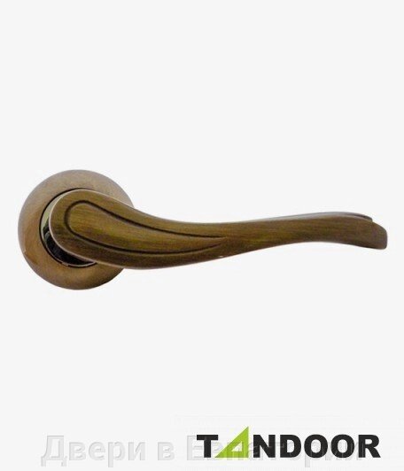 Ручка дверная TRODOS на круглом основании AL-59 AB/CP (бронза/хром) TD185832 от компании Двери в Евпатории - фото 1
