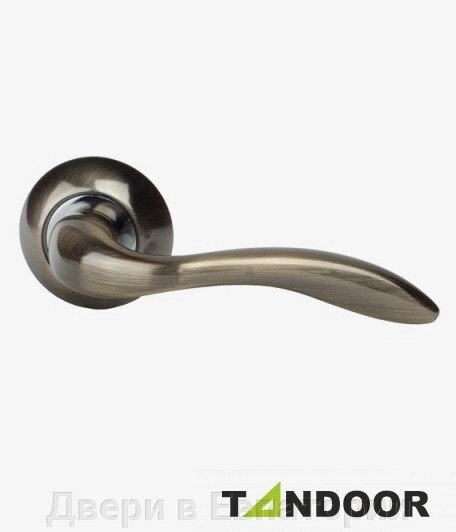 Ручка дверная TRODOS на круглом основании AL-R AB/CP (бронза/хром) TD185841 от компании Двери в Евпатории - фото 1