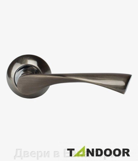 Ручка дверная TRODOS на круглом основании AL-X11 AB/CP (бронза/хром) TD185801 от компании Двери в Евпатории - фото 1