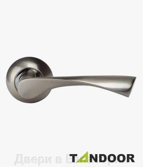 Ручка дверная TRODOS на круглом основании AL-X11 SN/CP (никель/хром) TD185801 от компании Двери в Евпатории - фото 1