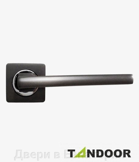 Ручка дверная TRODOS на квадратном основании AL-02-517 GF/CP (графит матовый/хром) TD185203 от компании Двери в Евпатории - фото 1