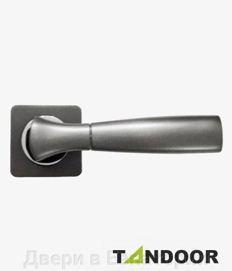 Ручка дверная TRODOS на квадратном основании AL-02-A4844 GF/CP (графит/хром) TD185231 от компании Двери в Евпатории - фото 1