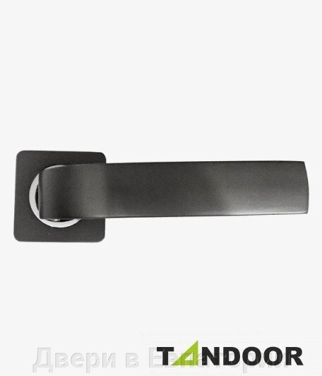 Ручка дверная TRODOS на квадратном основании AL-02-L225 GF/CP (графит/хром) TD185233 от компании Двери в Евпатории - фото 1