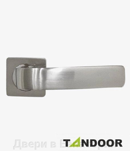 Ручка дверная TRODOS на квадратном основании AL-02-L225 SN/CP (никель/хром) TD185233 от компании Двери в Евпатории - фото 1