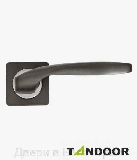 Ручка дверная TRODOS на квадратном основании AL-02-L228 GF/CP (графит/хром) TD185234 от компании Двери в Евпатории - фото 1