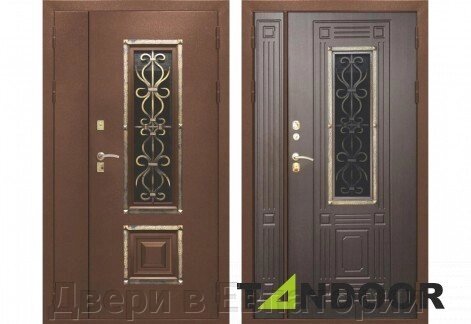 Входная дверь уличная 8,5см ВЕНЕЦИЯ 2 ТАНДОР стеклопакет / Венге нестандарт 120*205 от компании Двери в Евпатории - фото 1