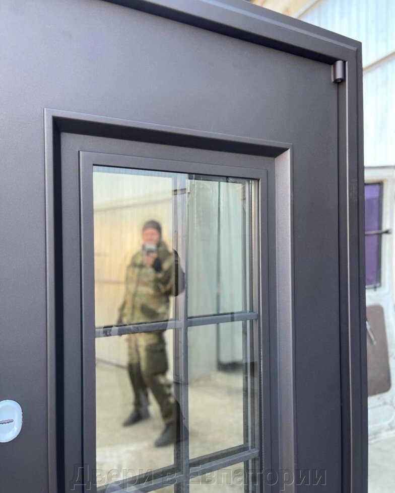 Входная дверь уличная с терморазрывом 10см НЕАПОЛЬ ТЕРМО муар серый 7016 +цинк стеклопакет ВЕНМАР / Софт белый ВЕНМАР от компании Двери в Евпатории - фото 1