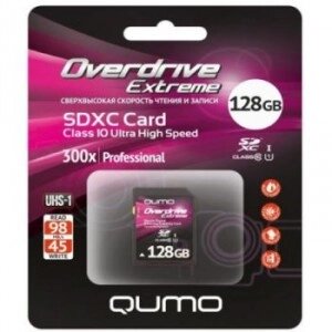 QUMO карта памяти secure digital 128gb overdrive extreme SDXC class 10 UHS-I U1 128GB (QM128GSDXC10U1ex300)