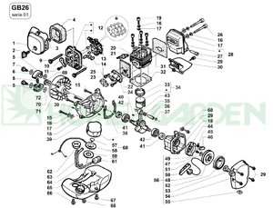 2026380S 1e34f0019 маховик sungarden маховик sandri garden маховик для триммера sungarden gb26 sandri garden gb26 поз.