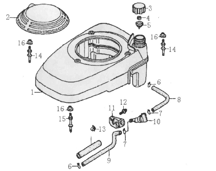 Бензобак культиватора Лидер zongshen zs1p64f sumec 1p64fc zongshen 17101q0070000 17101-q007-0000 поз 1 от компании ООО ГенХольм - фото 1