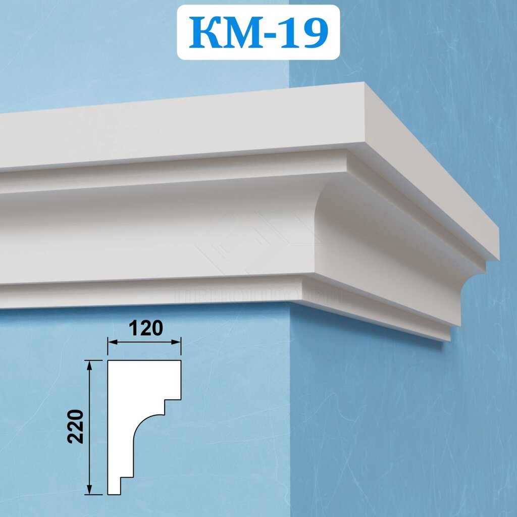 Фасадные межэтажные карнизы из пенопласта КМ-19, ПСБ-С-25Ф. Фасадный декор из пенопласта от компании ООО «ПеноПрофи» - фото 1