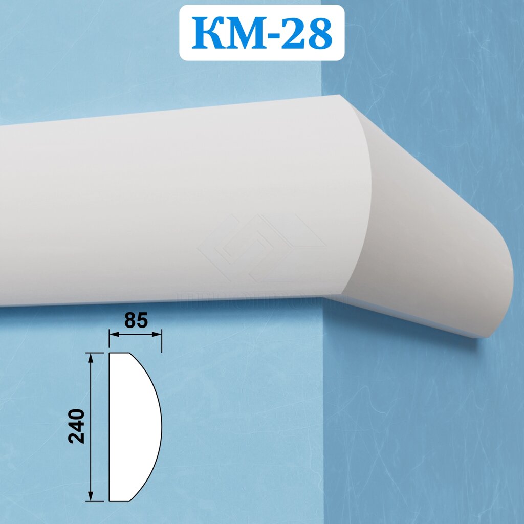 Фасадные межэтажные карнизы из пенопласта КМ-28, ПСБ-С-25Ф. Фасадный декор из пенопласта от компании ООО «ПеноПрофи» - фото 1
