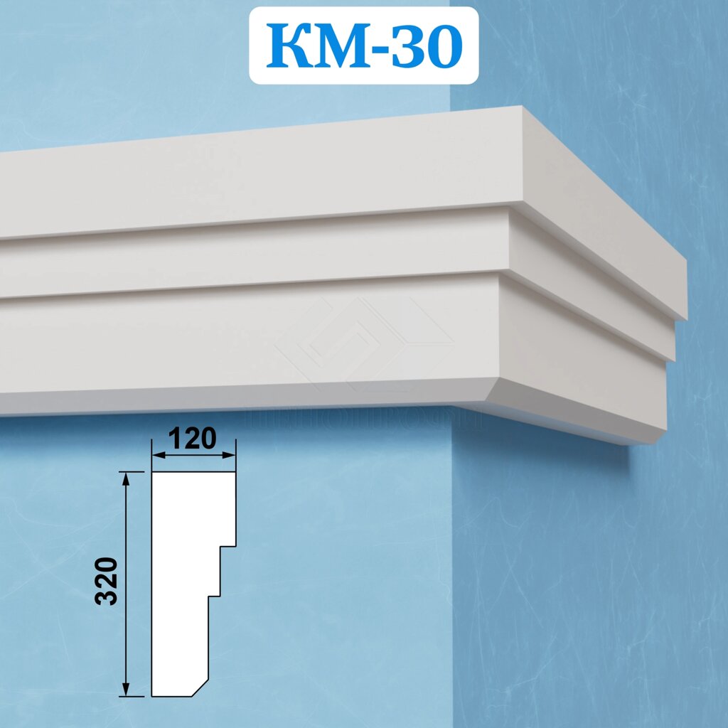 Фасадные межэтажные карнизы из пенопласта КМ-30, ПСБ-С-25Ф. Фасадный декор из пенопласта от компании ООО «ПеноПрофи» - фото 1