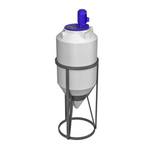 Пластиковый бак (емкость) для воды ЭкоПром ФМ 240л, конусообразная, в обрешетке, с турбинной мешалкой