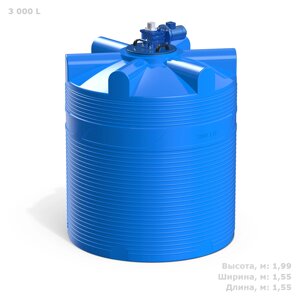 Polimer Group Емкость цилиндрическая Polimer-Group V 3000, 3000 литров, с лопастной мешалкой