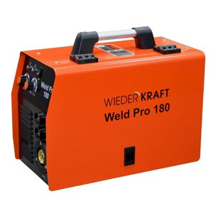 Сварочный инверторный аппарат wiederkraft weldpro 180, MIG/MAG, MMA, NO GAS, 220в