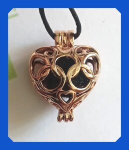 Аромамедальон Сердце (цвет золото), со шнурком, 17 мм