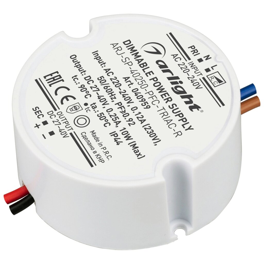 Блок питания ARJ-SP-40250-PFC-TRIAC-R (10W, 27-40V, 250mA) (Arlight, IP44 Пластик, 5 лет) от компании ФЕРОСВЕТ ( FEROSVET) - фото 1