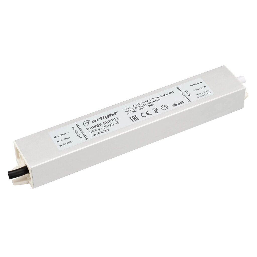 Блок питания ARPV-05025-B (5V, 5.0A, 25W) (Arlight, IP67 Металл, 3 года) от компании ФЕРОСВЕТ ( FEROSVET) - фото 1