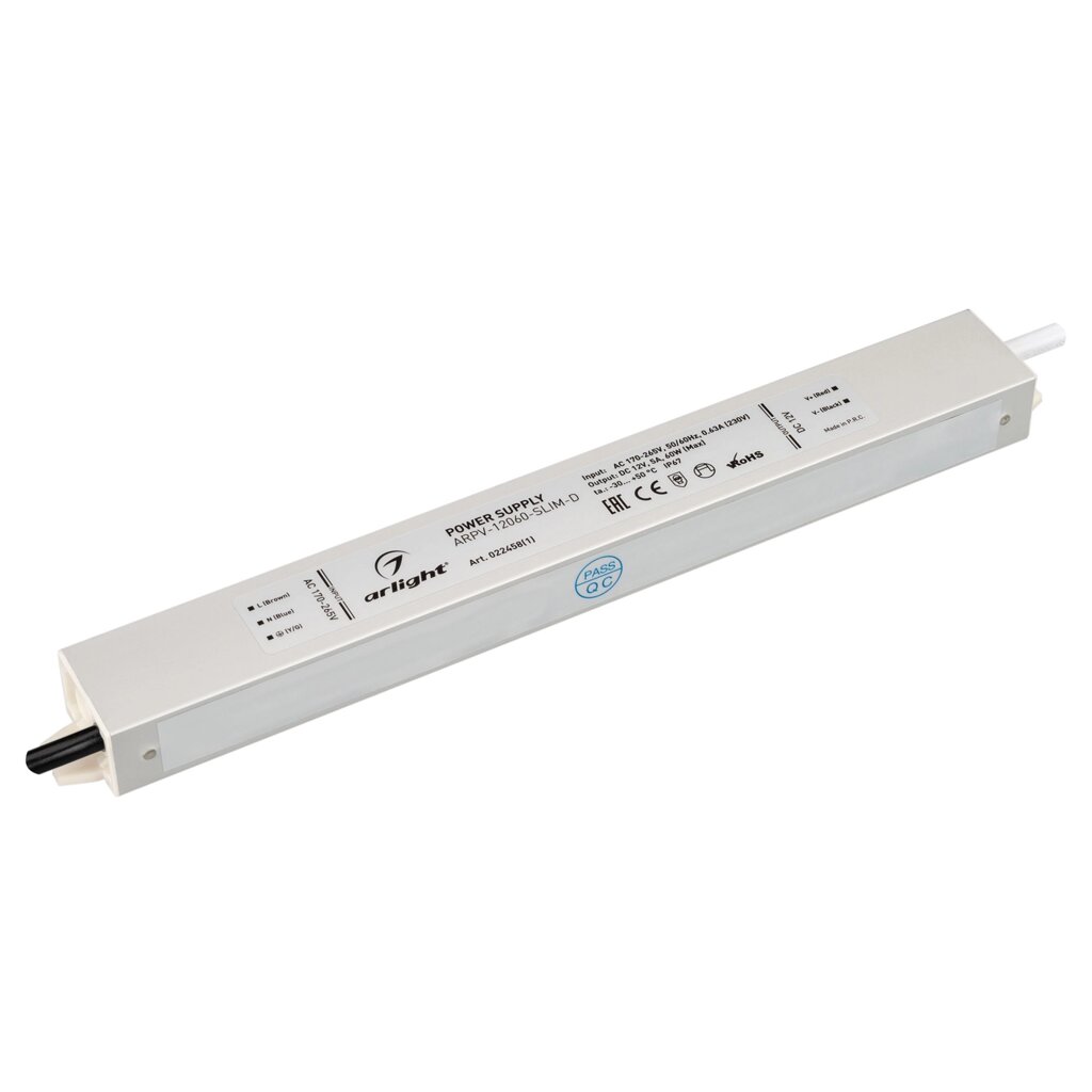 Блок питания ARPV-12060-SLIM-D (12V, 5A, 60W) (Arlight, IP67 Металл, 3 года) от компании ФЕРОСВЕТ ( FEROSVET) - фото 1