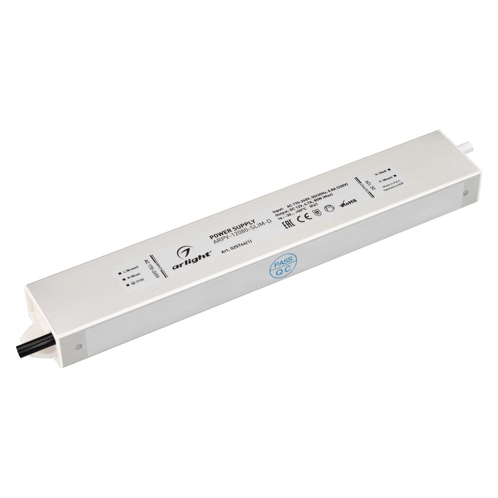 Блок питания ARPV-12080-SLIM-D (12V, 6.7A, 80W) (Arlight, IP67 Металл, 3 года) от компании ФЕРОСВЕТ ( FEROSVET) - фото 1