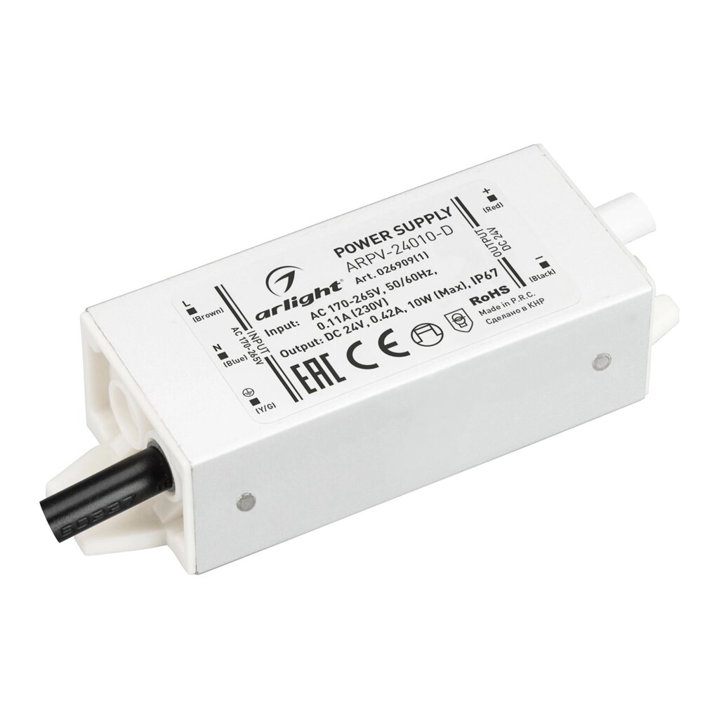 Блок питания ARPV-24010-D (24V, 0.42A, 10W) (Arlight, IP67 Металл, 3 года) от компании ФЕРОСВЕТ ( FEROSVET) - фото 1