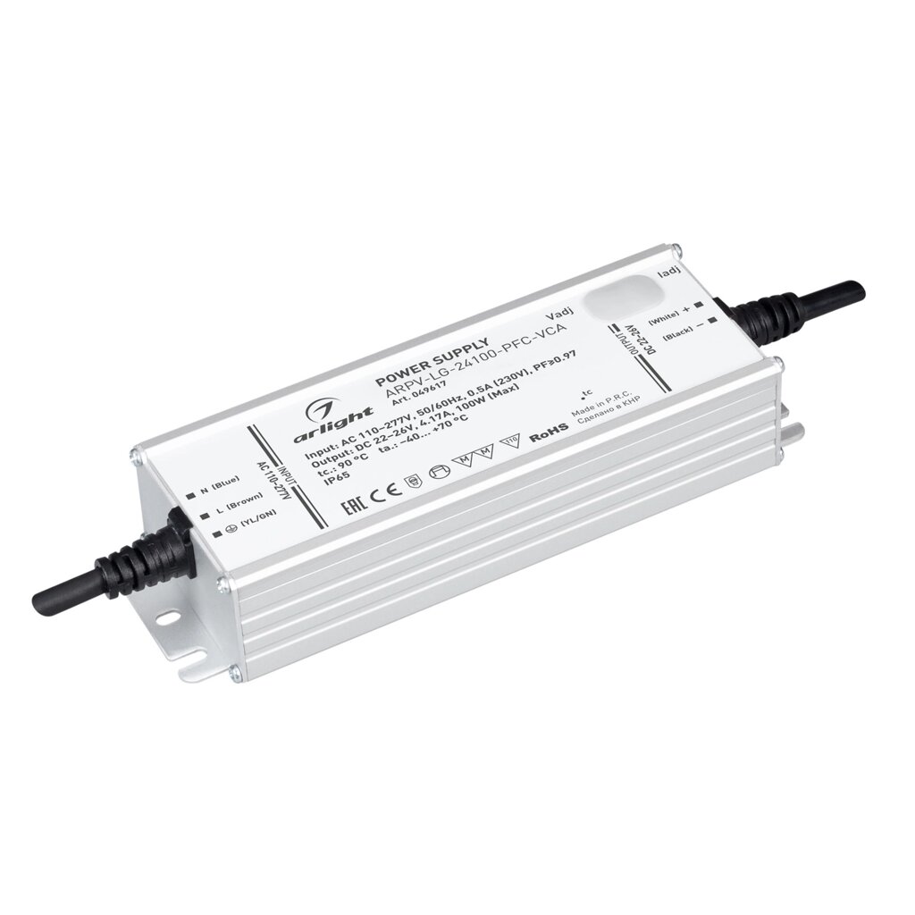 Блок питания ARPV-LG-24100-PFC-VCA (22-26V, 4.17A, 100W) (Arlight, IP65 Металл, 5 лет) 049617 от компании ФЕРОСВЕТ ( FEROSVET) - фото 1