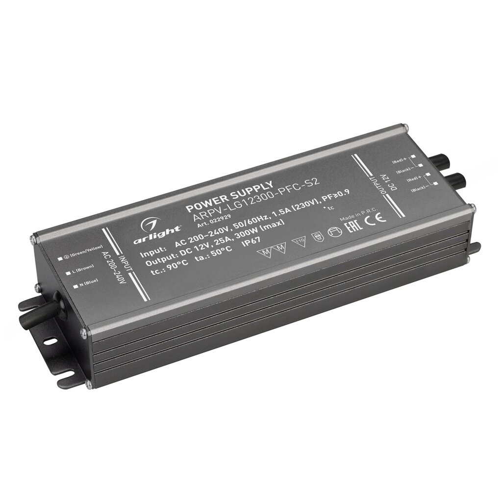 Блок питания ARPV-LG12300-PFC-S2 (12V, 25.0A, 300W) (Arlight, IP67 Металл, 5 лет) от компании ФЕРОСВЕТ ( FEROSVET) - фото 1