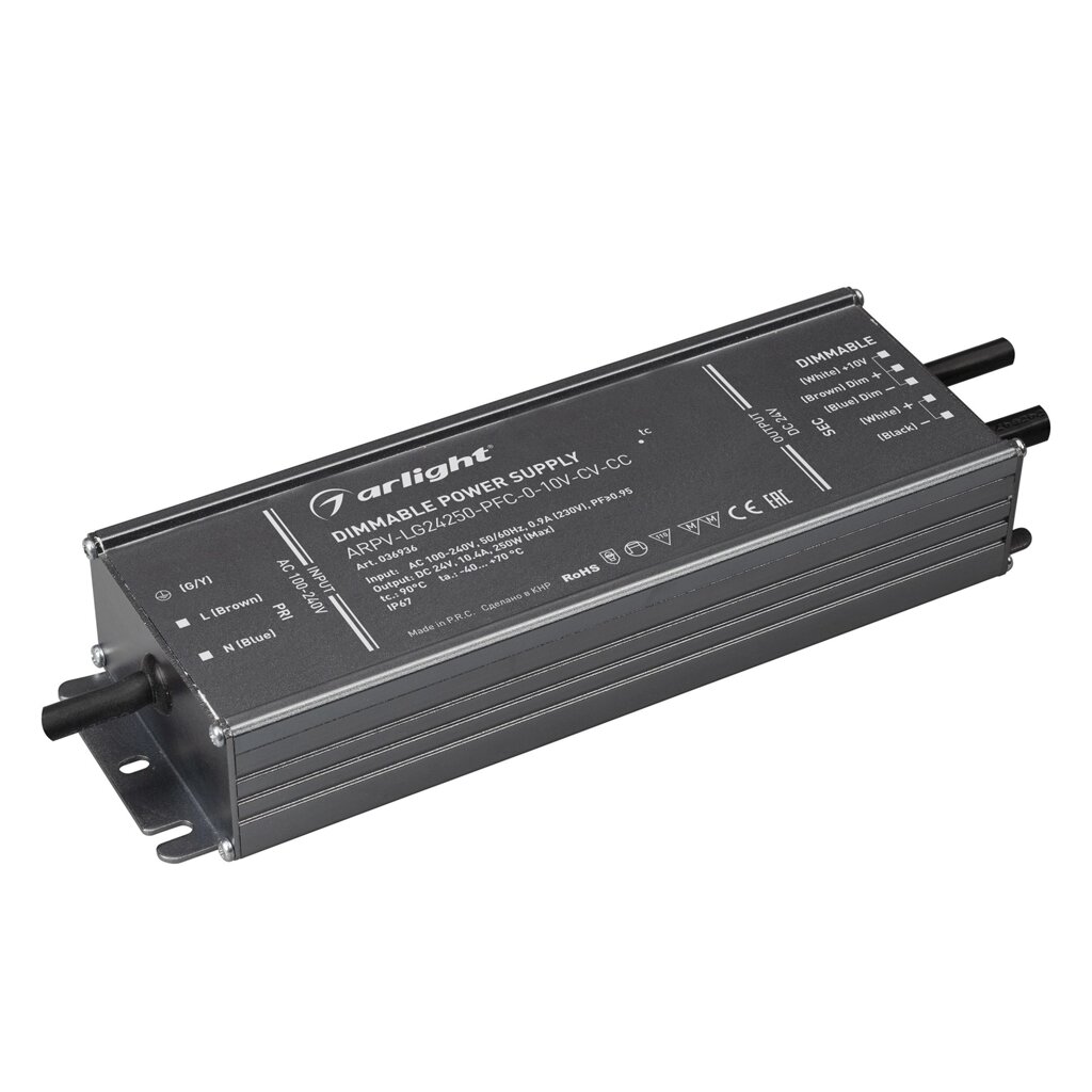 Блок питания ARPV-LG24250-PFC-0-10V-CV-CC (24V, 10.4A, 250W) (Arlight, IP67 Металл, 5 лет) от компании ФЕРОСВЕТ ( FEROSVET) - фото 1