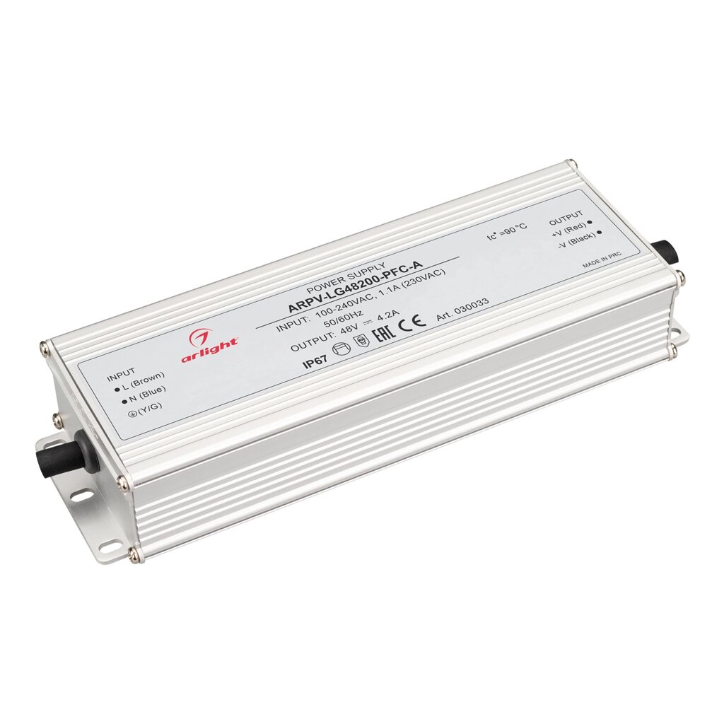 Блок питания ARPV-LG48200-PFC-A (48V, 4.2A, 200W) (Arlight, IP67 Металл, 5 лет) от компании ФЕРОСВЕТ ( FEROSVET) - фото 1