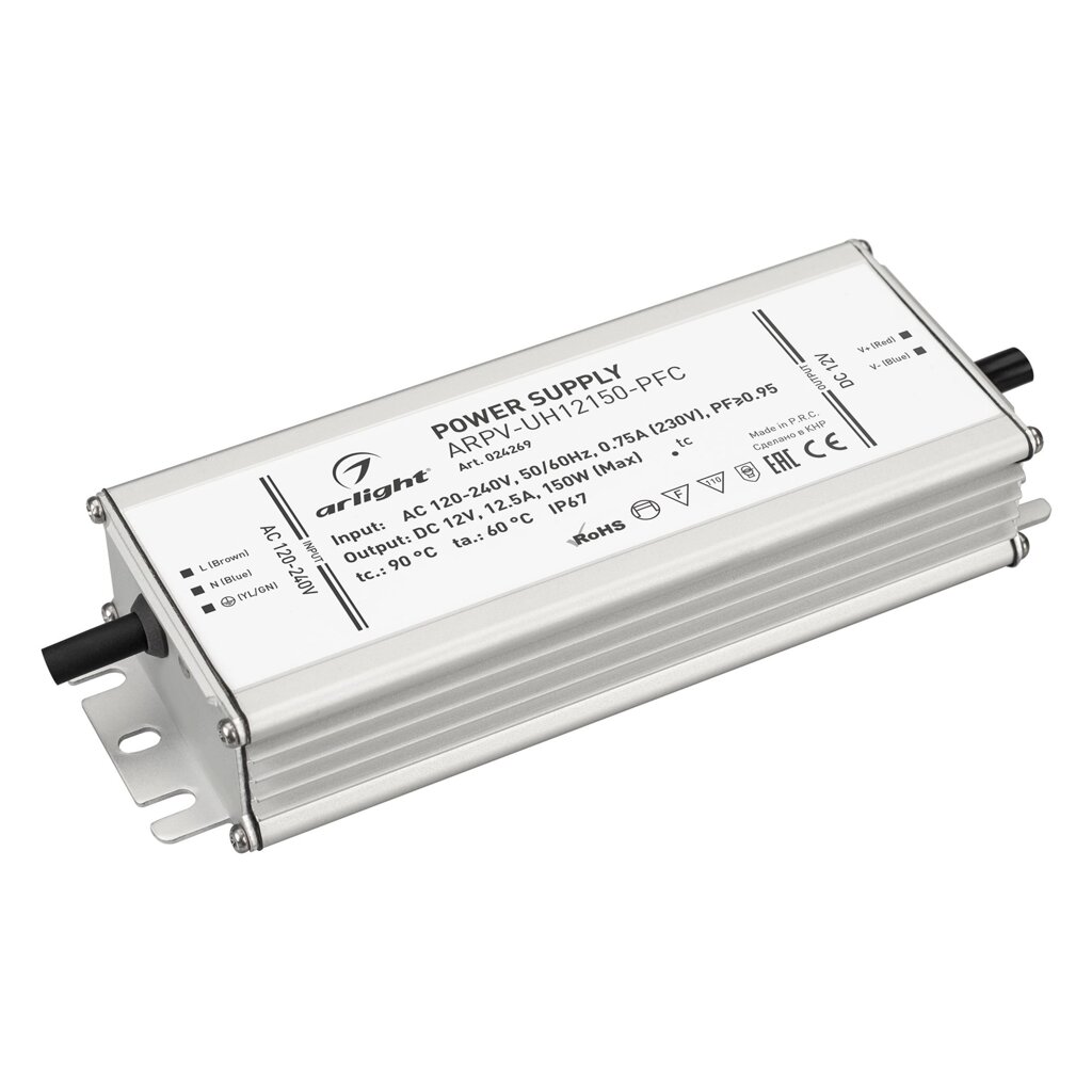 Блок питания ARPV-UH12150-PFC (12V, 12.5A, 150W) (Arlight, IP67 Металл, 7 лет) от компании ФЕРОСВЕТ ( FEROSVET) - фото 1