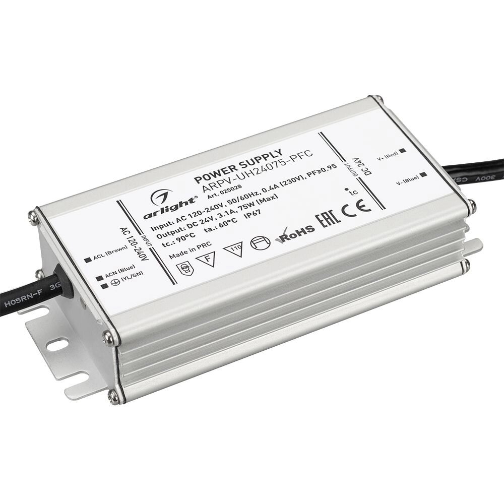 Блок питания ARPV-UH24075-PFC (24V, 3.1A, 75W) (Arlight, IP67 Металл, 7 лет) от компании ФЕРОСВЕТ ( FEROSVET) - фото 1