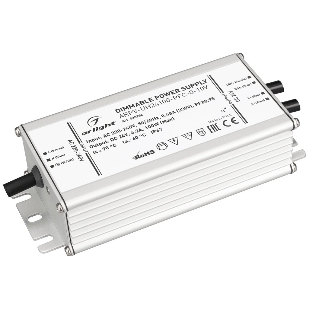 Блок питания ARPV-UH24100-PFC-0-10V (24V, 4.2A, 100W) (Arlight, IP67 Металл, 7 лет) от компании ФЕРОСВЕТ ( FEROSVET) - фото 1