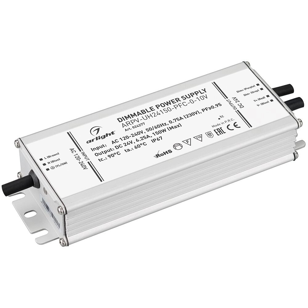 Блок питания ARPV-UH24150-PFC-0-10V (24V, 6.3A, 150W) (Arlight, IP67 Металл, 7 лет) от компании ФЕРОСВЕТ ( FEROSVET) - фото 1
