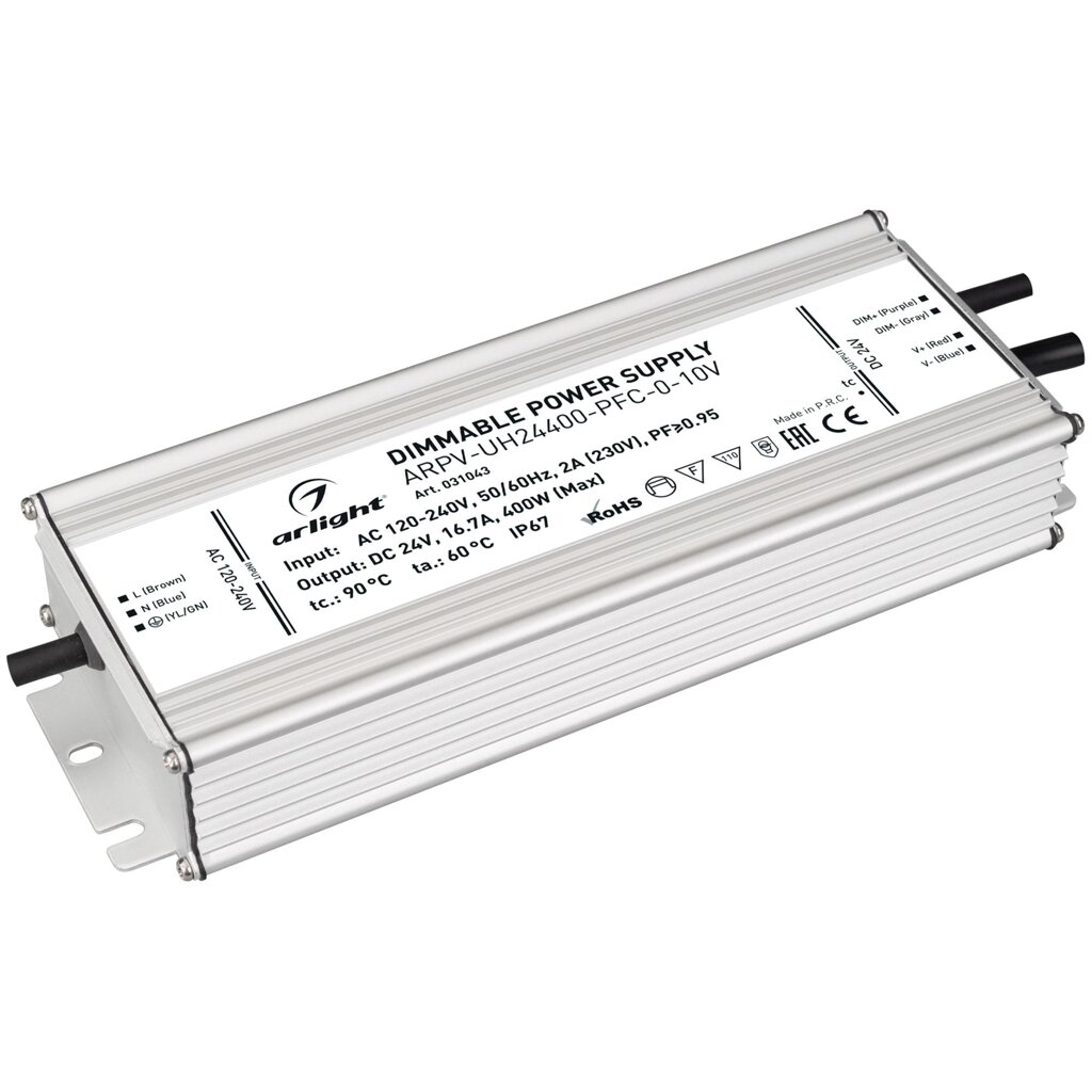 Блок питания ARPV-UH24400-PFC-0-10V (24V, 16.7A, 400W) (Arlight, IP67 Металл, 7 лет) от компании ФЕРОСВЕТ ( FEROSVET) - фото 1