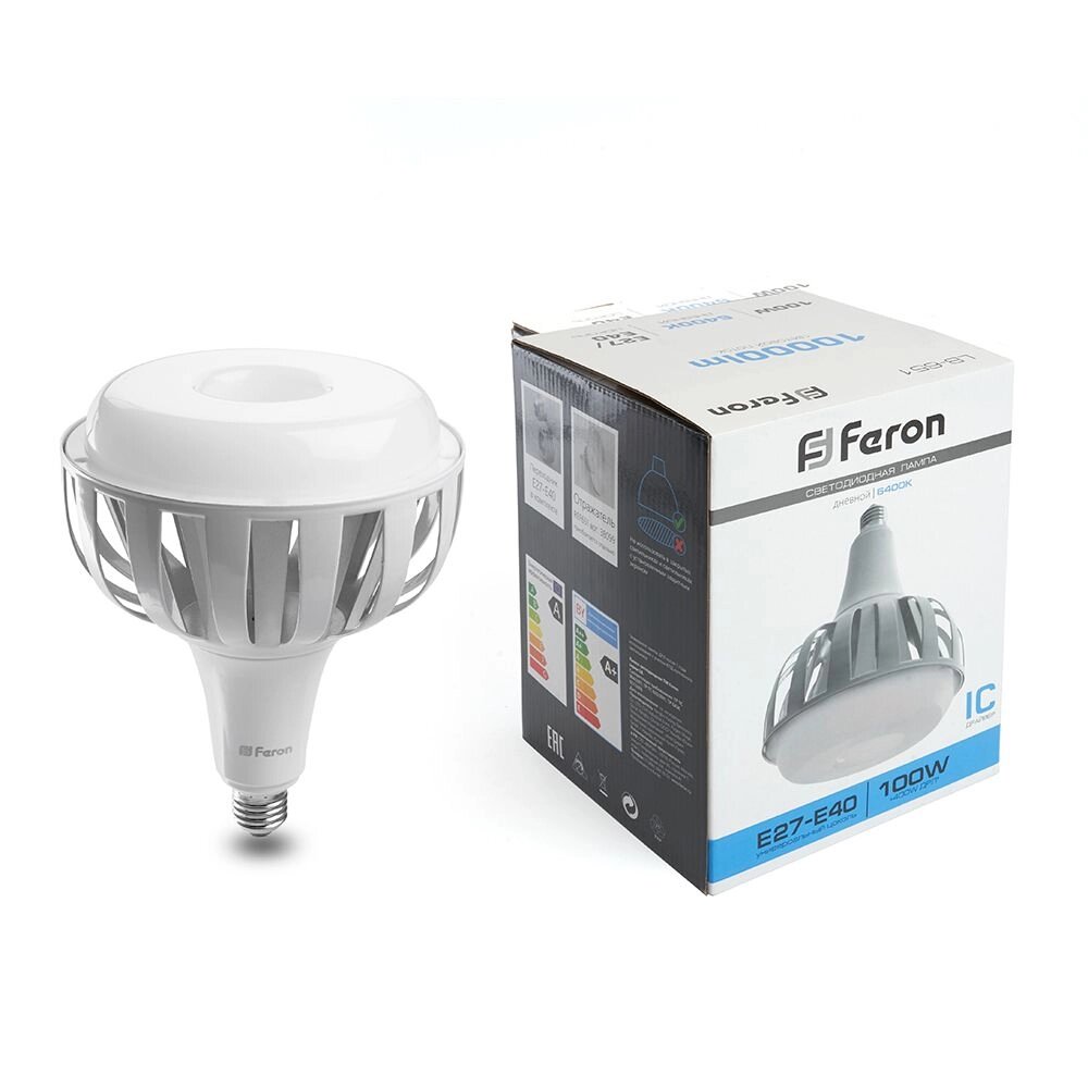 Лампа светодиодная FERON LB-651, светодиодный (промышленная), 100W 175-265V E27-E40 6400К (дневной), рассеиватель от компании ФЕРОСВЕТ ( FEROSVET) - фото 1