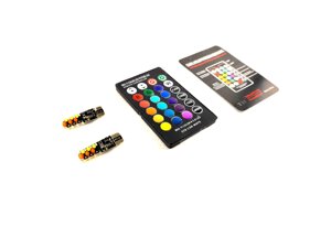 Автомобильные габариты с пультом RGB 12v, t10 (12 диодов,16 цветов)