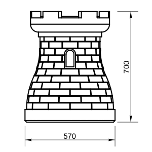 Столбик для парковки "Башня" Вландо , ТП-01.700, х570х700 мм (ШхВ), архитектурный бетон
