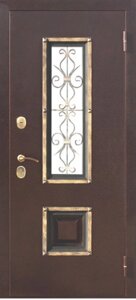 Входная металлическая нестандартная дверь со стеклопакетом Венеция 1200 Белый ясень