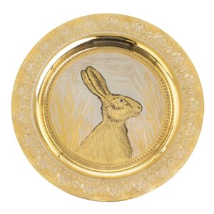 Декоративная тарелка с гравюрой "Заяц-русак" 22,5 см в подарочной коробке Златоуст
