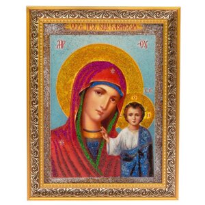Икона Казанская рамка багет 18х23 см, каменная крошка 125593