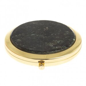 Карманное зеркальце круглое из камня мусковит цвет золото в подарочной упаковке