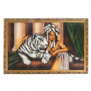Картина "Белый тигр" багет 56х86см, каменная крошка 122832