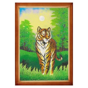 Картина "Тигр" багет дерево 46х66 см, каменная крошка 112289