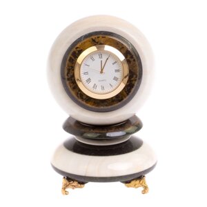 Настольные часы "Шар Антистресс" 9,5 см из мрамора / часы декоративные / кварцевые часы / интерьерные часы / подарочные