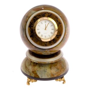 Настольные часы "Шар Антистресс" 9,5 см из офиокальцита / шар декоративный / шар для медитаций / каменный шарик /