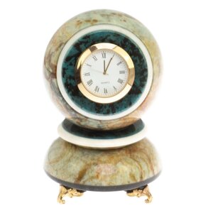 Настольные часы "Шар Антистресс" 9,5 см камень офиокальцит / шар декоративный / шар для медитаций / каменный шарик /
